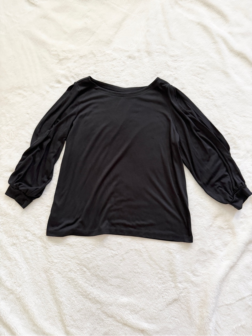 LOFT Split Long Sleeve Blouse Top Black Size XL